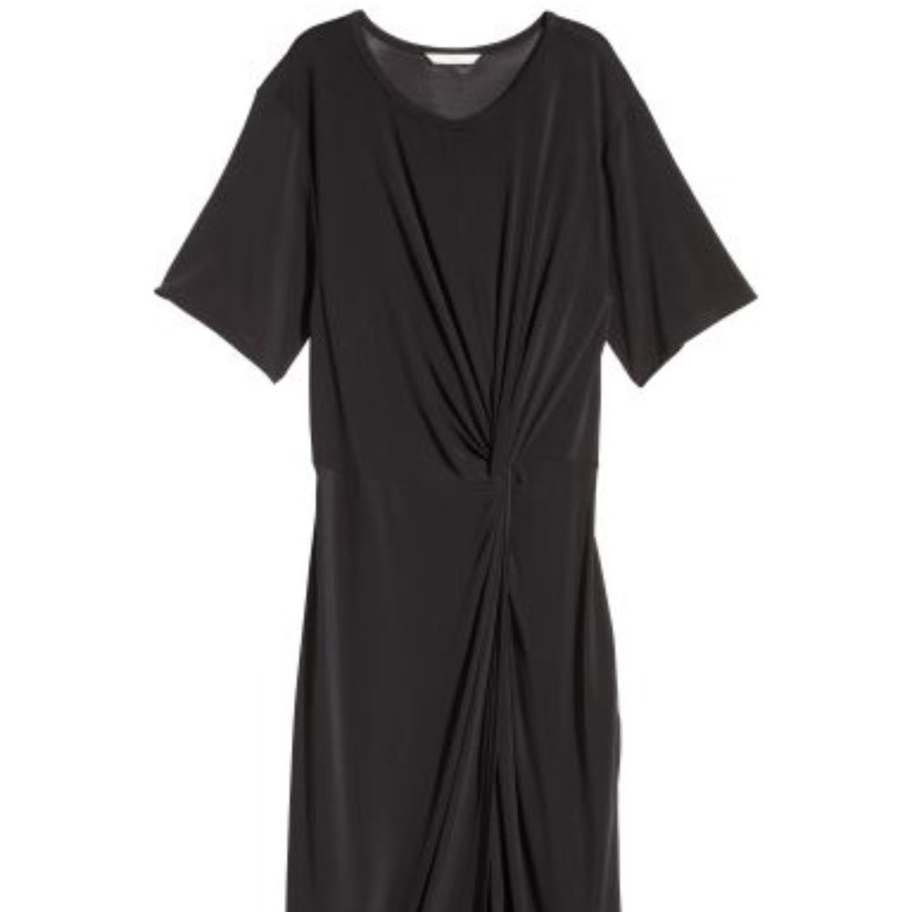 Black H&M Knot Detail, Leg Slit Dress